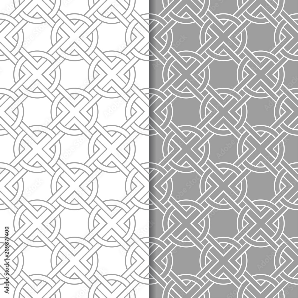 Gray and white geometric prints. Set of seamless patterns Gray and white geometric prints. Set of seamless patterns