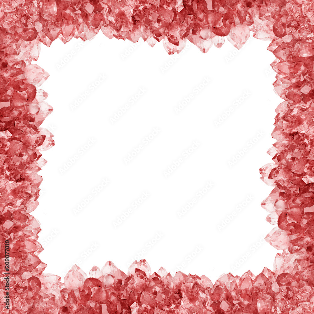 isolated ruby light crystals square frame