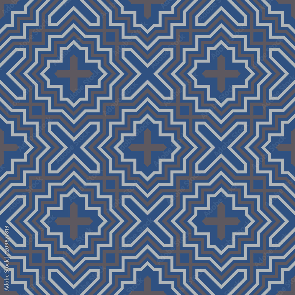 Geometric seamless pattern. Dark blue background
