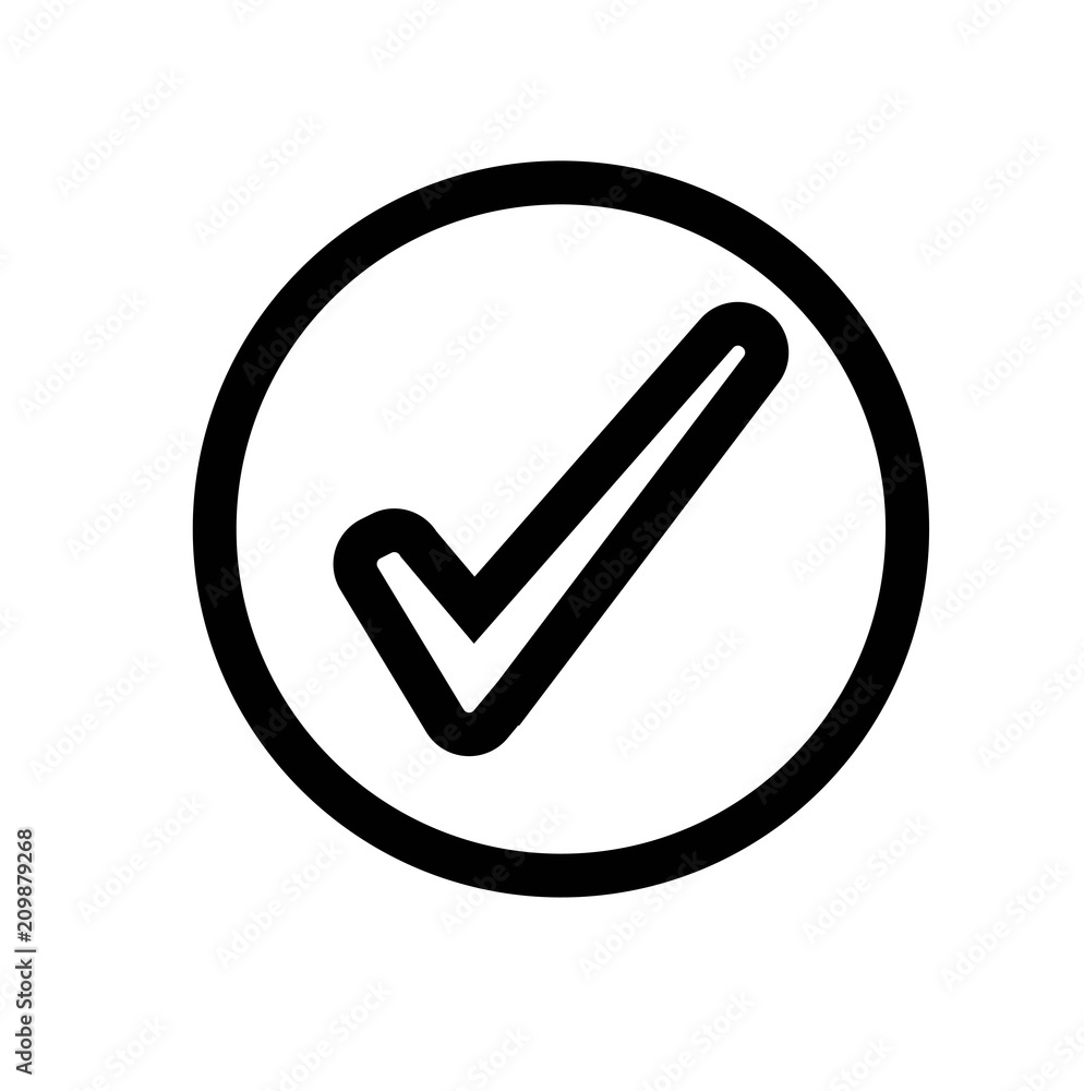 Line icon check mark isolated on white background. Vector illustration. Line icon check mark isolated on white background. Vector illustration.