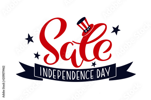 Sale poster, banner, flyer. American independence day. Vector lettering illustration. July 4th typographic design.
