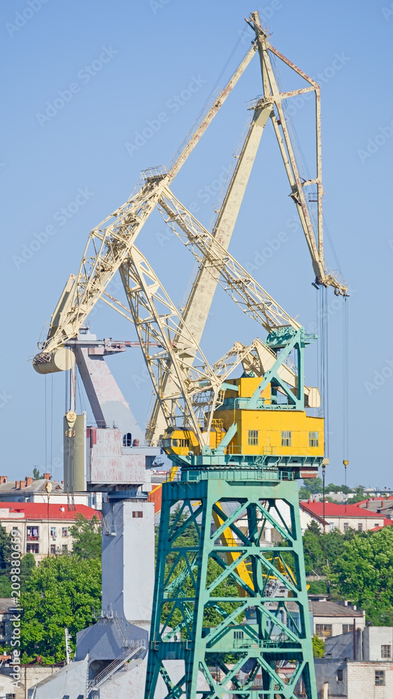 old port crane on background sky old port crane on background sky