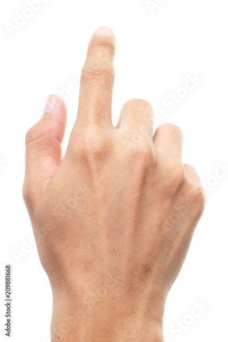 Finger pointing isolated on white background