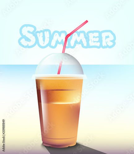 Frappe Vector realistic. Summer sea pastel backgrounds