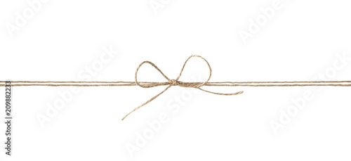 Twine ribbon with bow isolated.Packing string.