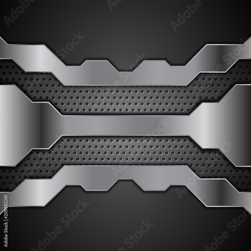 Abstract metal technology design with perforated background