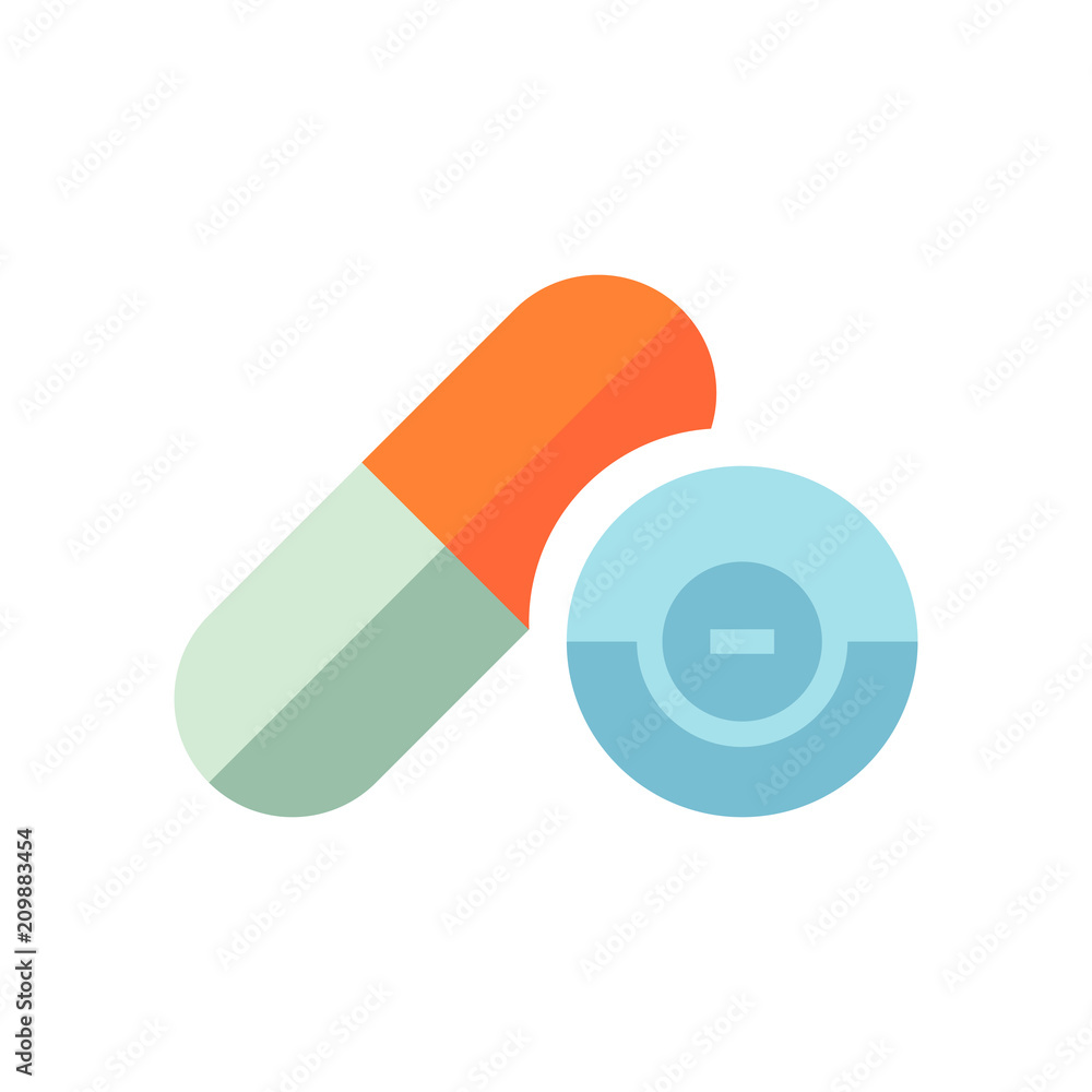 Vector medical pills - healthcare icon - medicine icon, capsule and drug - isolated flat illustration Vector medical pills - healthcare icon - medicine icon, capsule and drug - isolated flat illustration