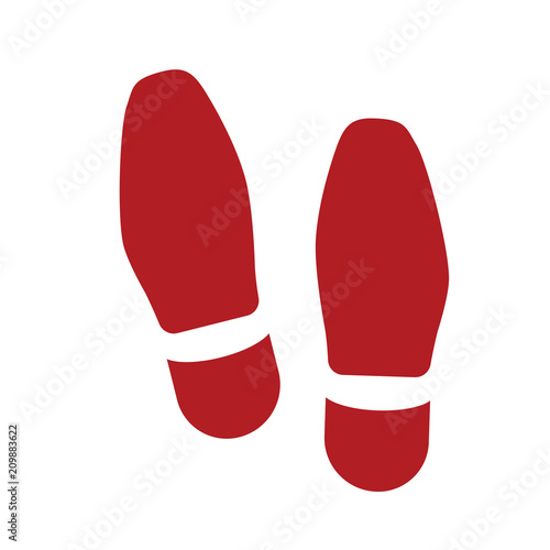 Vector shoe footprint illustration - human foot print symbol, feet silhouette isolated flat.