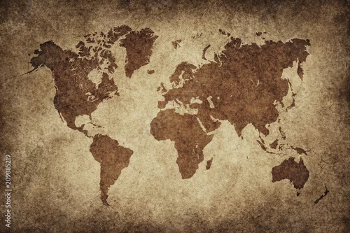 Obraz Vintage Mapa świata papieru