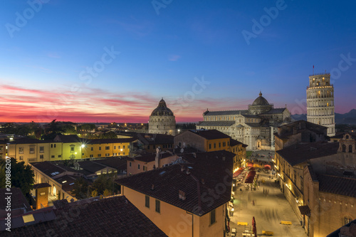 Colored sunset on Piazza dei Miracoli  Pisa