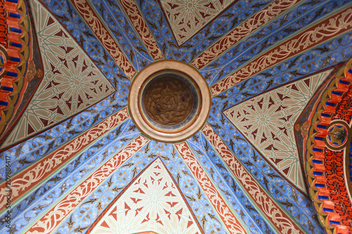 Reggello  Italy - September 11  2016  Archway about Sammezzano Ancient Castle in Reggello  Italy on September 11  2016. All bricks  stuccos and tiles were made  on the spot .