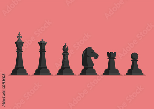 Black Chess piece vector icons set