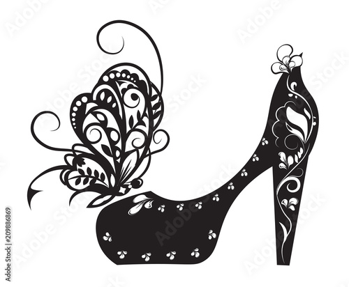 flowers shoe and butterfly
