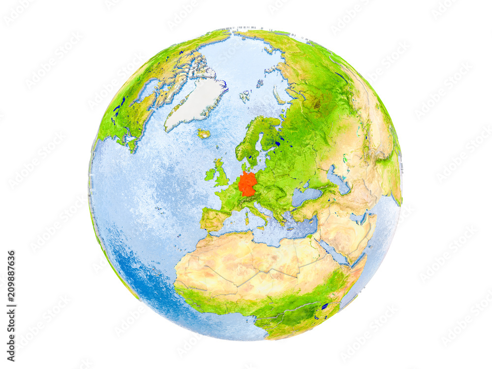 Naklejka premium Germany on globe isolated