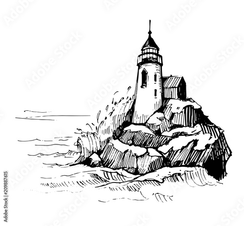 Lighthouse in the sea