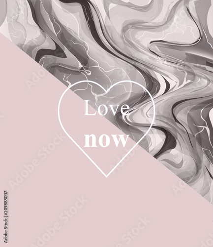 Luxurious card with stone pattern. Marble texture and pink abstract combinations