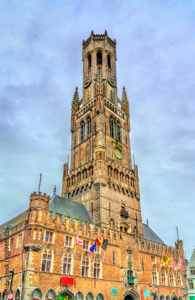 The Belfry of Bruges, a medieval bell tower in Belgium