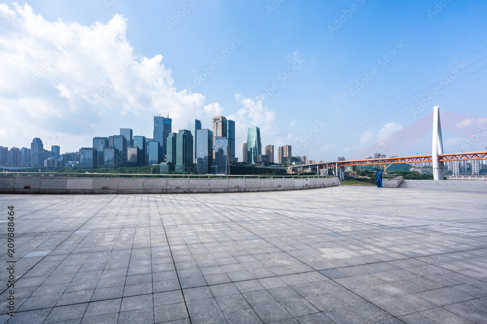 panoramic city skyline with empty square panoramic city skyline with empty square