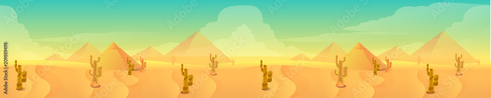 Fototapeta premium Desert landscape, Vector illustration for your design