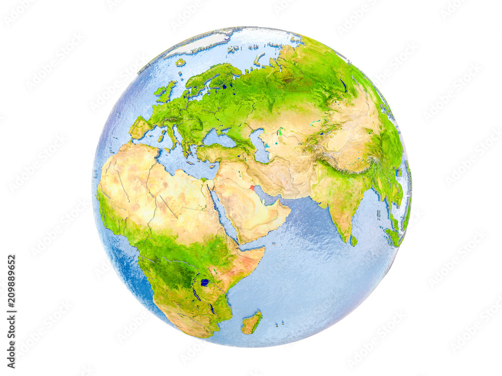 Kuwait on globe isolated Kuwait on globe isolated