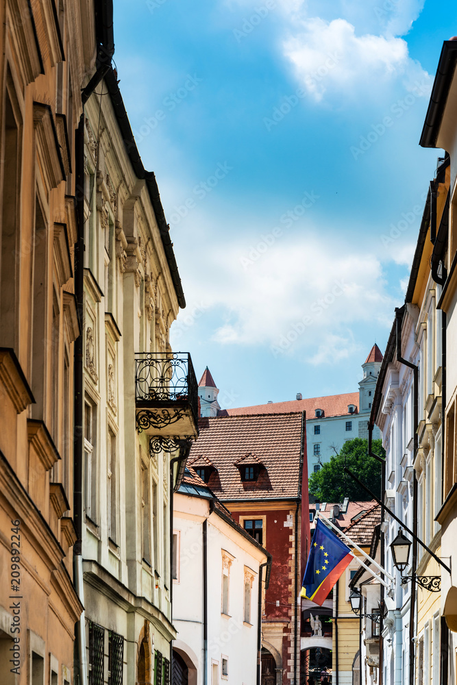 Street view of downtown in Bratislava, Slovakia