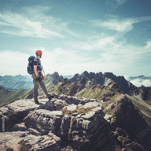 Hiker standing on top of Hindelanger Via Ferrata