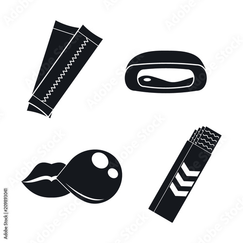 Gum chewing bubble icons set. Simple illustration of 4 gum chewing bubble vector icons for web