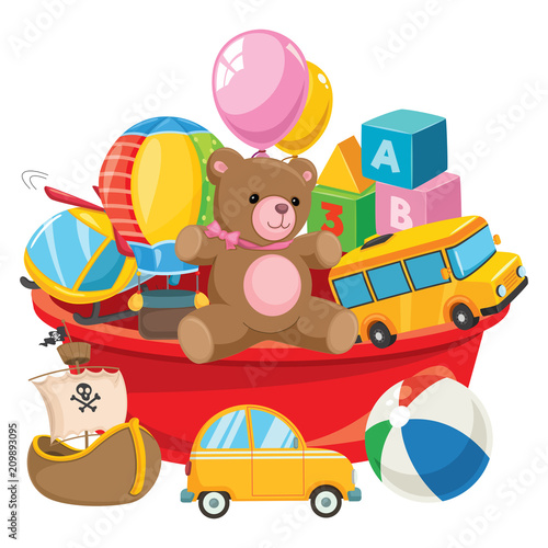 Vector Illustration Of Kids Toys