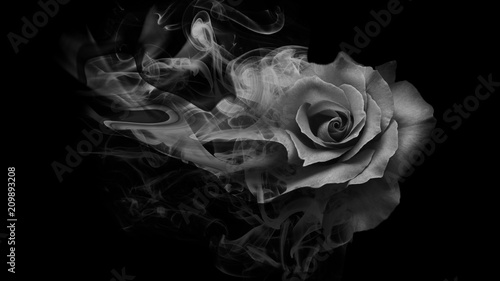 Smoke rose from