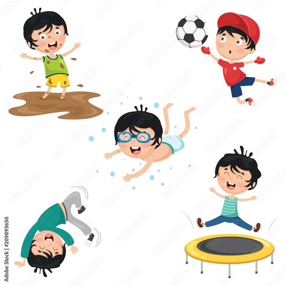 Vector Illustration Of Kids Daily Routine Activities Vector Illustration Of Kids Daily Routine Activities