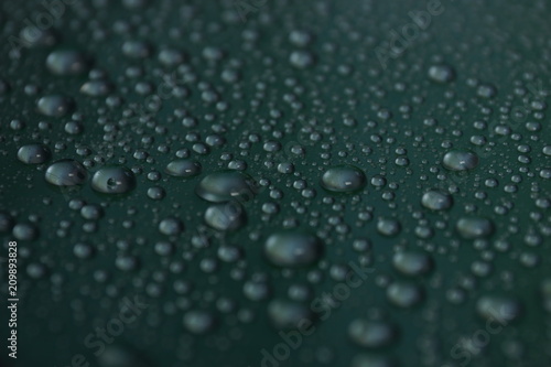 water drops on green background texture