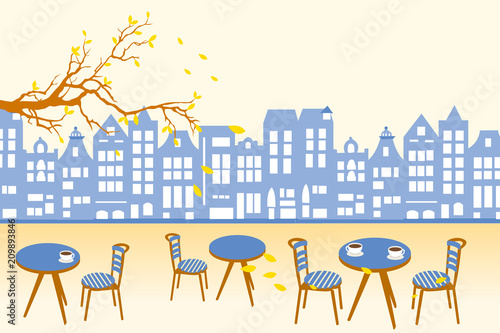 Café Terrasse im Herbst