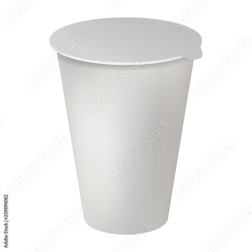 Plastic pot mockup. Realistic illustration of plastic pot vector mockup for web design isolated on white background