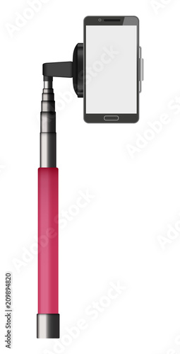 Pink monopod mockup. Realistic illustration of pink monopod vector mockup for web design isolated on white background