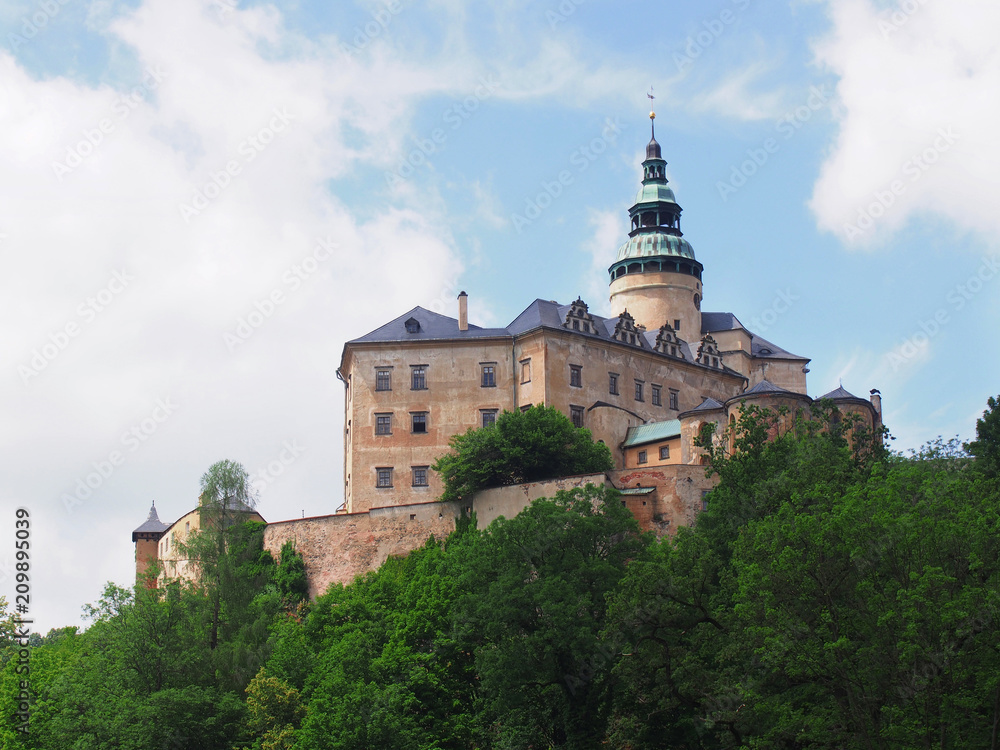 View from below of the Frydlant Castle, Czech Republic.
