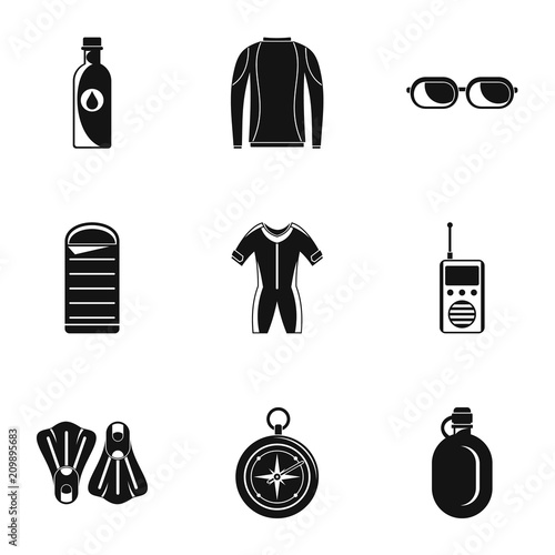 Submersion icons set. Simple set of 9 submersion vector icons for web isolated on white background
