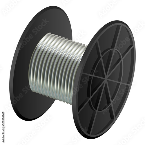 Cable coil mockup. Realistic illustration of cable coil vector mockup for web design isolated on white background
