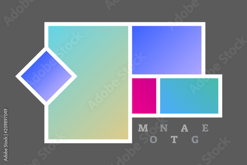Montage collage photo frame decorative composition blank template, vector design
