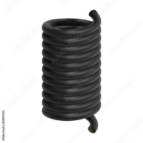 Metal spring mockup. Realistic illustration of metal spring vector mockup for web design isolated on white background