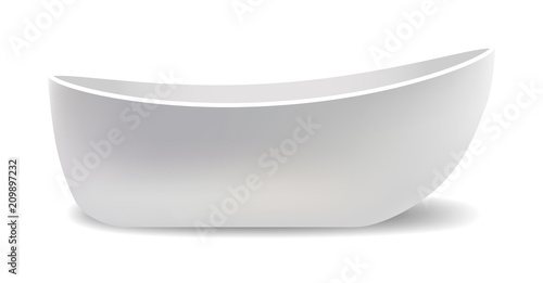 White bathtub mockup. Realistic illustration of white bathtub vector mockup for web design isolated on white background