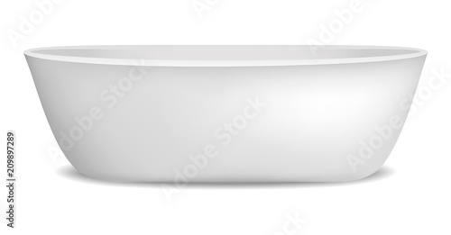 Modern bathtub mockup. Realistic illustration of modern bathtub vector mockup for web design isolated on white background