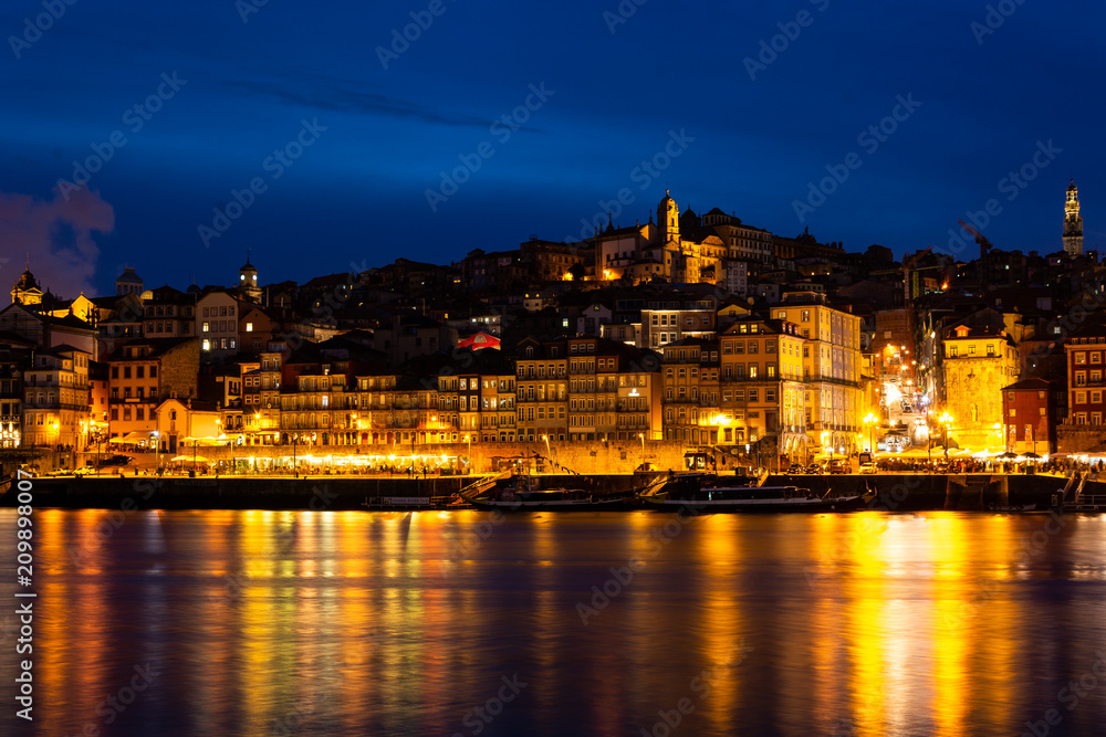 City of Porto and Douro river at night