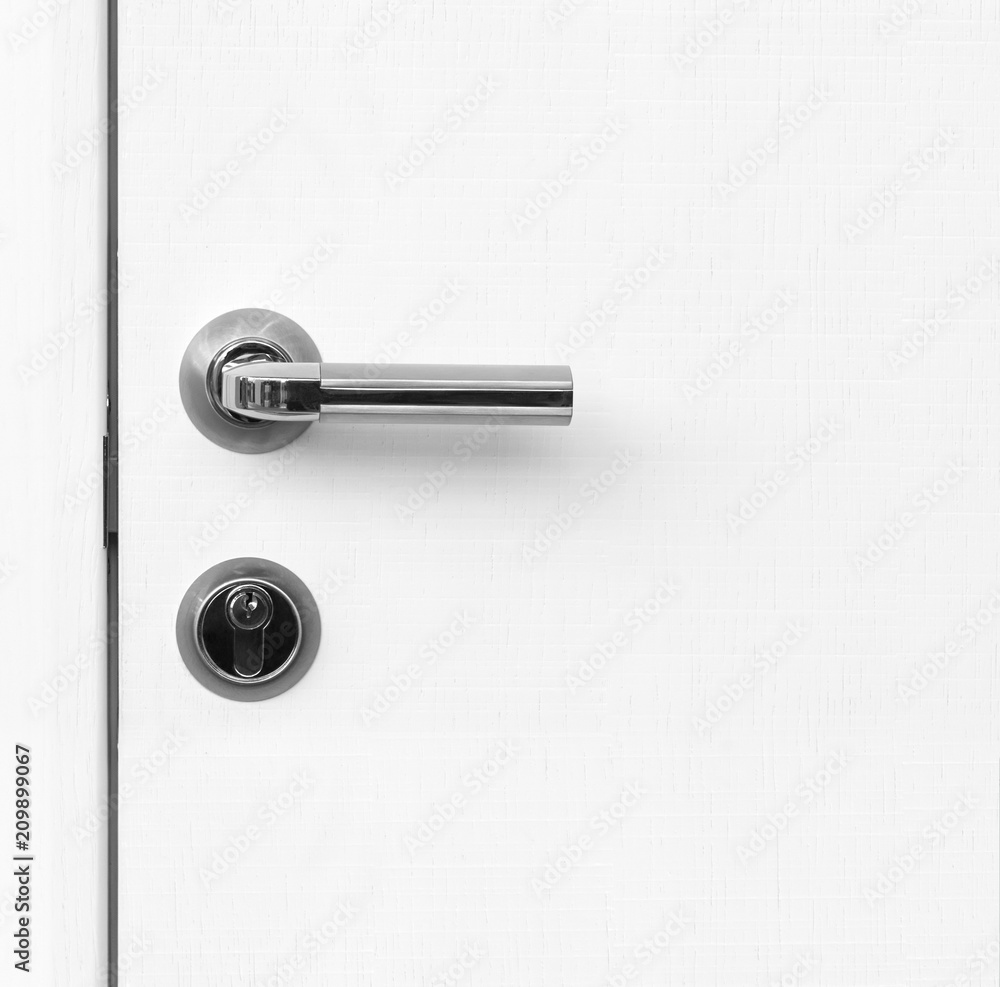 fragment white door with handle and keyhole