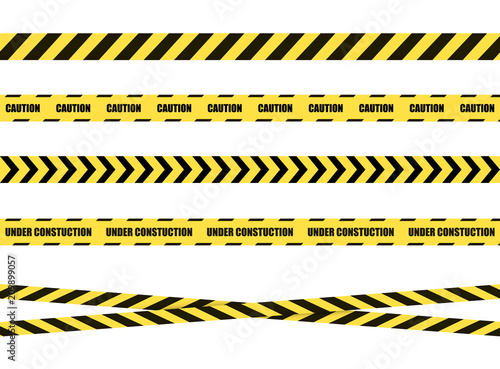 Vector Danger Sign Ribbon, Tape Isolated on White Background,Black and Yellow.  © Aleksey