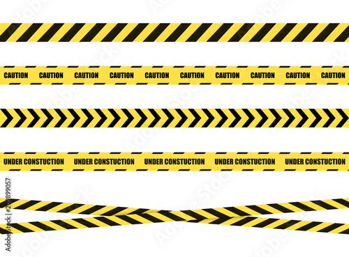 Vector Danger Sign Ribbon, Tape Isolated on White Background,Black and Yellow. 