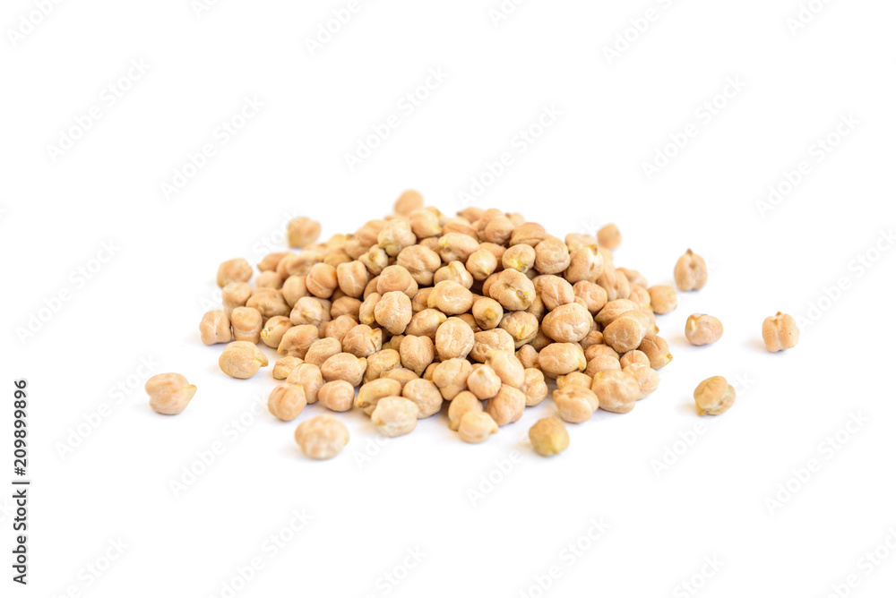 Chickpeas isolated on white background.