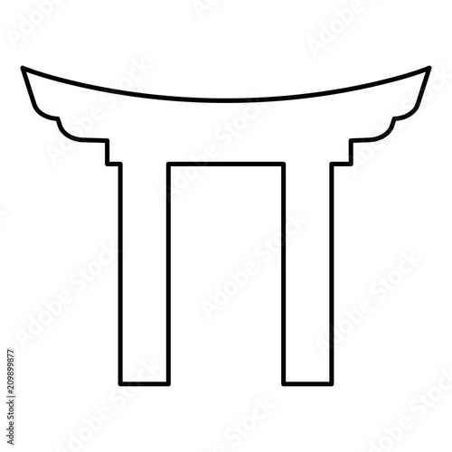 Chinese Gate icon black color illustration flat style simple image
