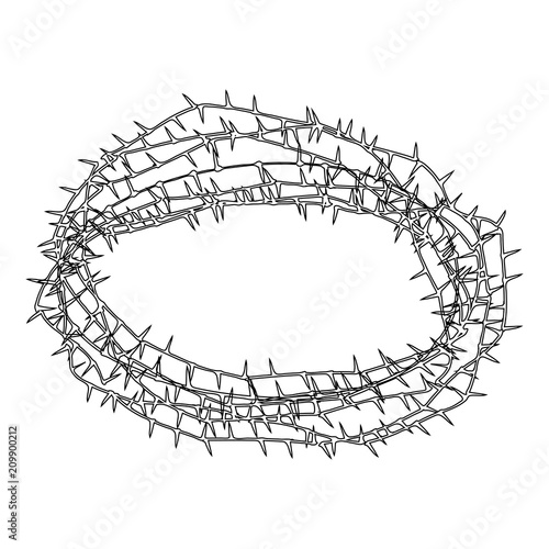 Thorn wreath or barbed wire icon black color illustration flat style simple image
