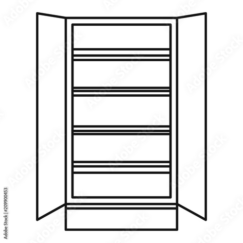 Open glass fridge icon. Outline illustration of open glass fridge vector icon for web design isolated on white background