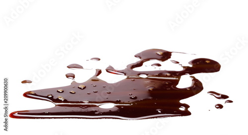 old engine oil spill and splash isolated on white background, texture